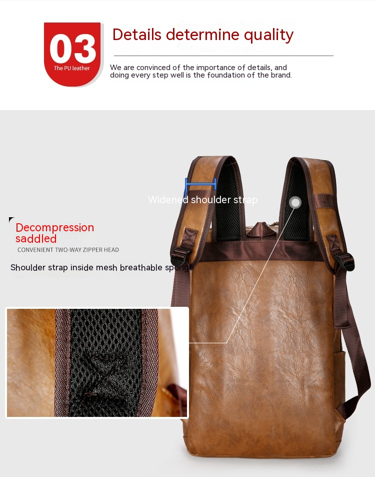 Neue Heiße Verkauf Retro PU Rucksack für Männer Europa Amerika Mode Vielseitig Große Kapazität Outdoor Freizeit Einfarbig Leder Rucksack_voghion.com