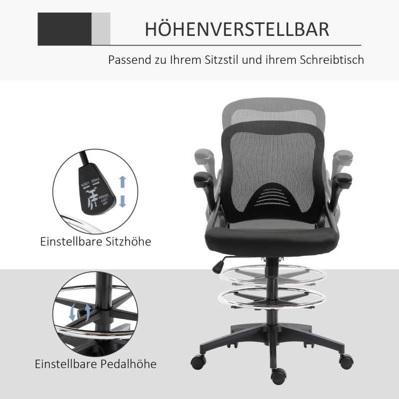 Bürosessel Mit Stehfunktion Und Fußablage, Drehbar, Schwarz_voghion.com