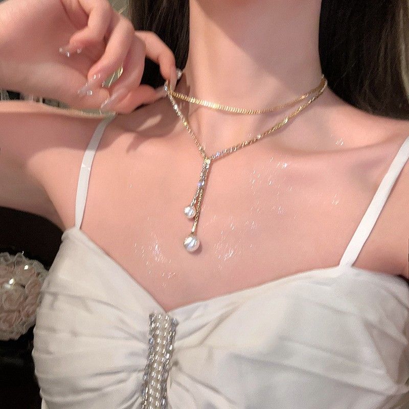 New Flower Water Drop Tassel Exaggerated Bride High-end Sense Chain Fashion Light Luxury Necklace Elegant_voghion.com