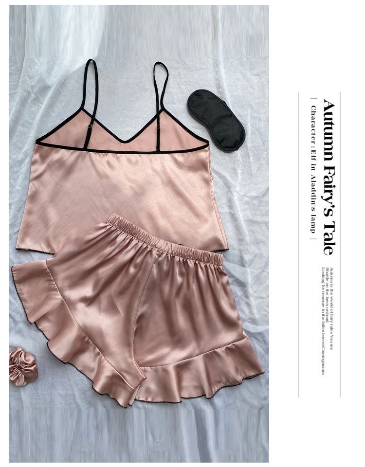 Sexy Hosenträgerrock Home Kleidung Damenmode Weste Shorts Set Home Silk Ice Silk Pyjamas_voghion.com