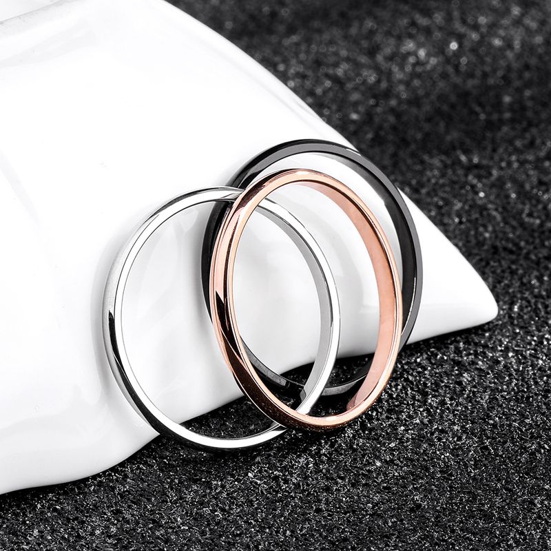 Moda KNOCK Titanio Acciaio Oro Rosa Anti-allergia Liscio Semplice Matrimonio Coppie Anelli Bigiotteria per Uomo o Donna Regalo_voghion.com