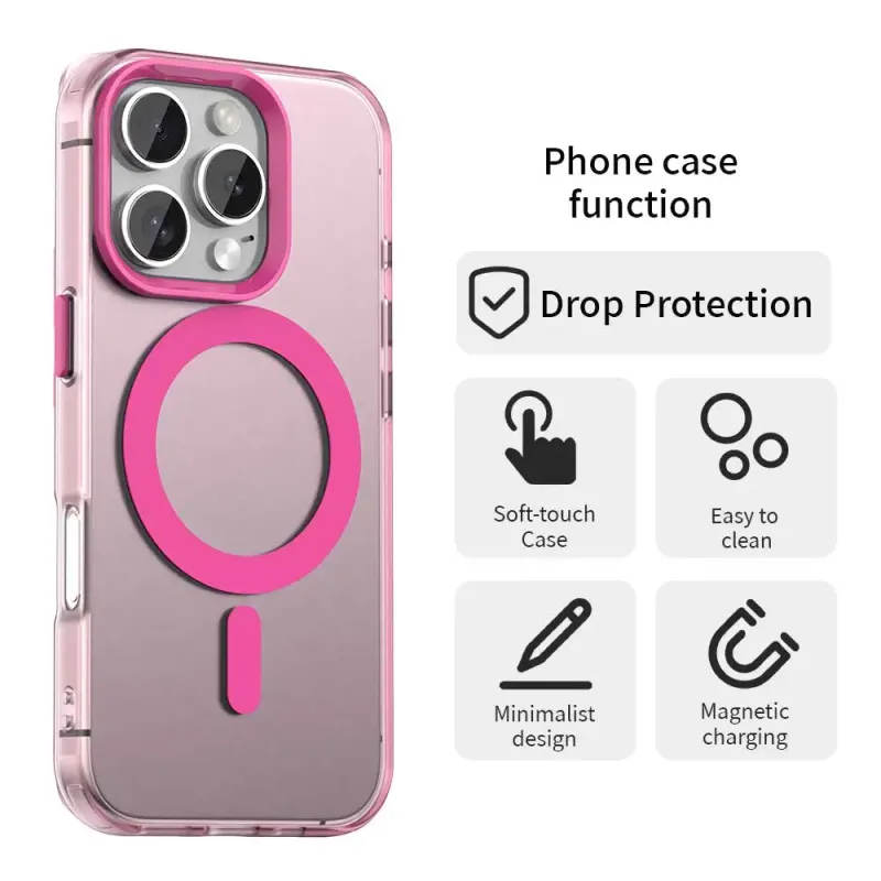Nieuwe Matte Candy Magnetische Draadloze Oplaad Transparante Case Voor IPhone 16 14 13 12 11 15 Pro Max Plus Schokbestendige Cover_voghion.com