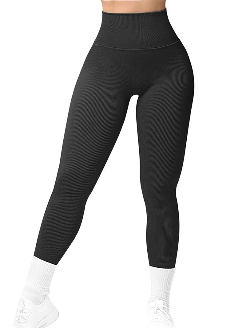 Leggings côtelés pour femmes, sans couture, taille haute, sexy, push-up, pantalon de yoga, gym, contrôle du ventre, entraînement, course à pied_voghion.com