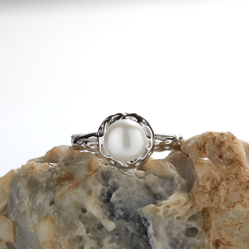 Parure di gioielli da donna in argento Sterling 925 con perle d'acqua dolce naturali, elegante collana, orecchini e anello, minimalista e chic_voghion.com