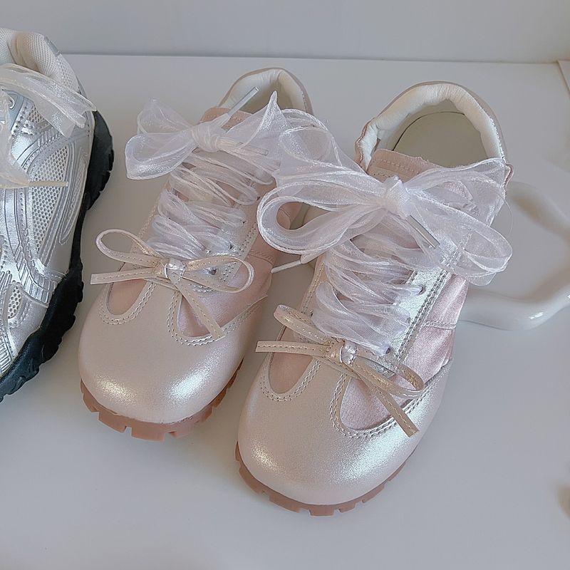 Lacci per scarpe con nastro, lacci trasparenti, stile balletto, versione coreana, fibbia con perla, corda per scarpe bianco sporco_voghion.com