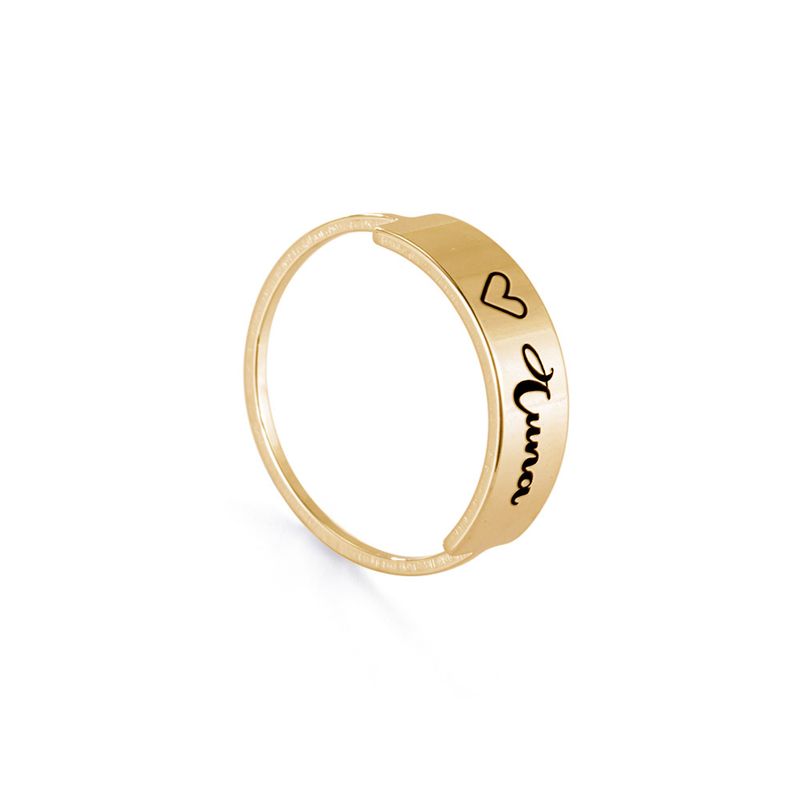 Hot Selling Stainless Steel Genuine Gold Electroplated And Labeled Front Wide Back Thin Ring For Girls' Temperament_voghion.com