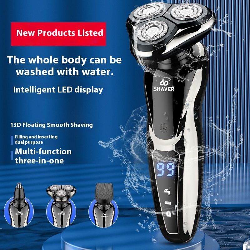 Digital dual science three in one electric men's washable shaver, USB portable shaver_voghion.com