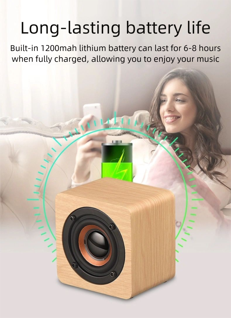 Q1 Caixa de Som Bluetooth Portátil de Madeira Mini Subwoofer de Áudio Sem Fio para Celular Presente Alta Potência Volume Criativo_voghion.com