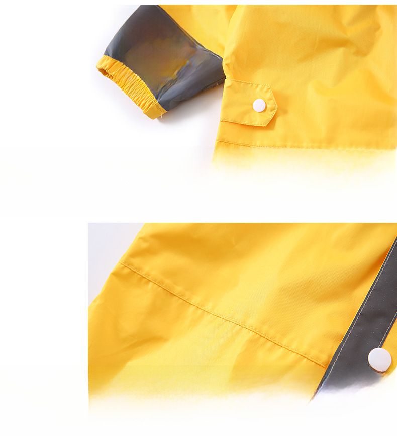 Cross-border three-dimensional boys and children's conjoined raincoat girls light hooded children's poncho reflective strip factory direct sales_voghion.com