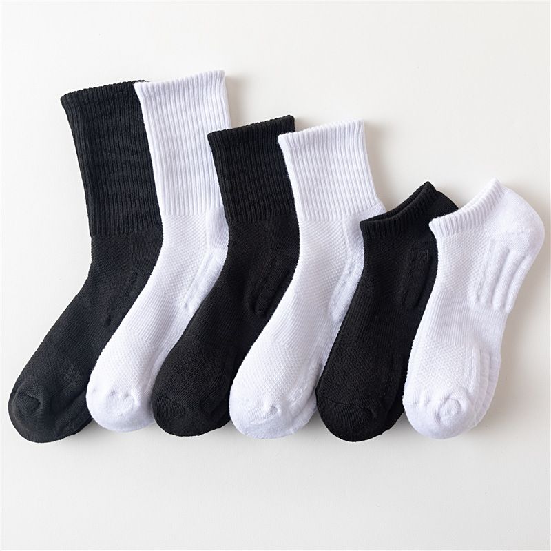 Socks Men's Boat Socks Summer Mid-tube Socks Thin Short Socks Solid Color Cotton Stockings White Sports Socks Half Towel Bottom Length_voghion.com