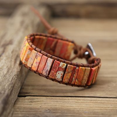 Handgefertigtes, böhmisches, kreatives Lederarmband aus Kaiserstein_voghion.com