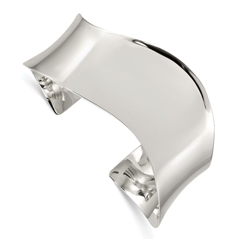 Sterling Silver Polished Wave Cuff Bangle_voghion.com