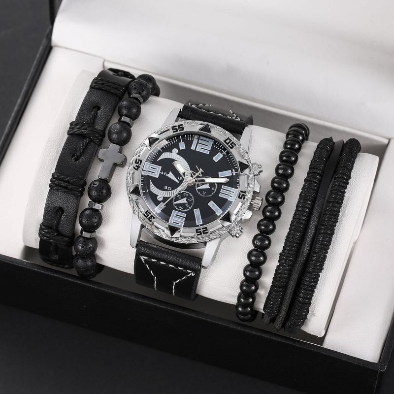Three-eye Quartz Big Gold Watch Fashion Luxury Business Beaded Versatile Suit To Work Daily Birthday Anniversary Valentine's Day Gift_voghion.com