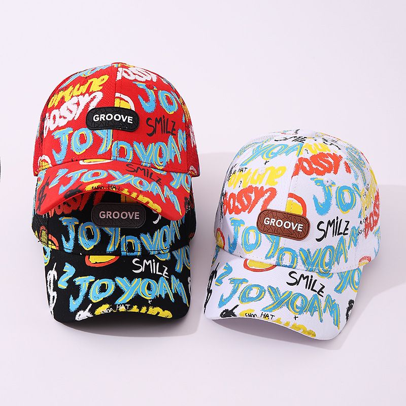 Sommer Neue Mode Graffiti Net Baseball Männer und Frauen Mittleren alters Kinder Freizeit Sonnencreme Entenzunge Hut_voghion.com