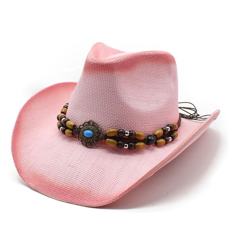 Spring and summer outing curled edge western cowboy outdoor sun fishing straw hat_voghion.com