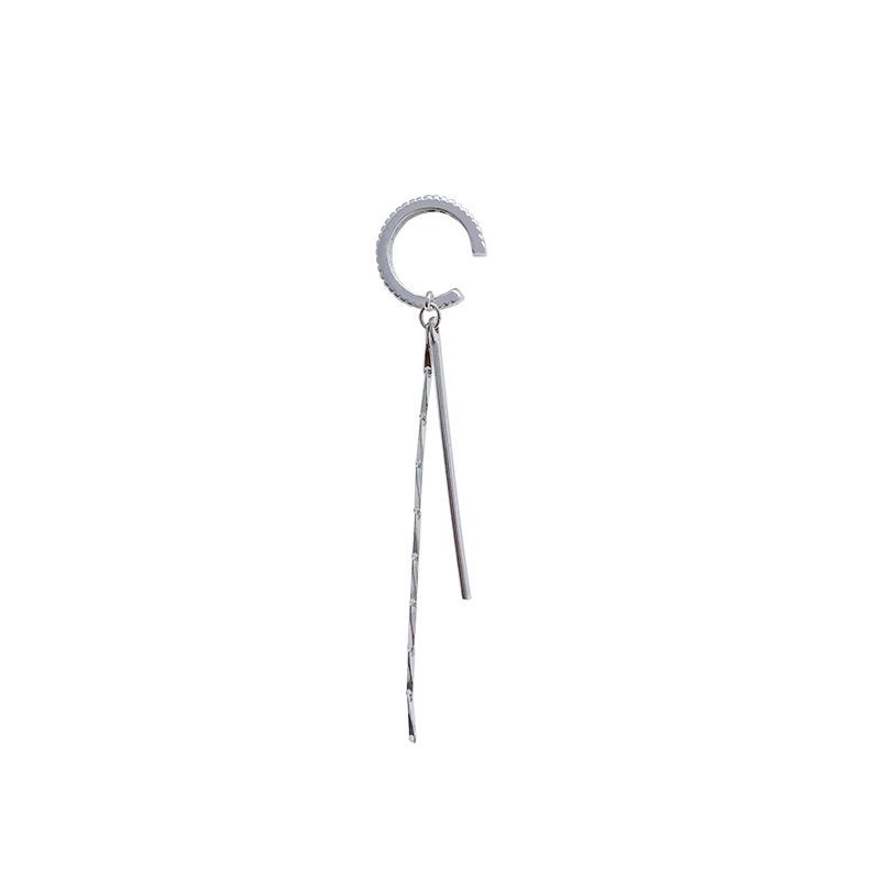 Crystal Tassel Silver Color Non-Piercing Cuff Ear Clip Earring For Women Shiny Rhinestone Chain Cartilage Piercing Jewelry_voghion.com