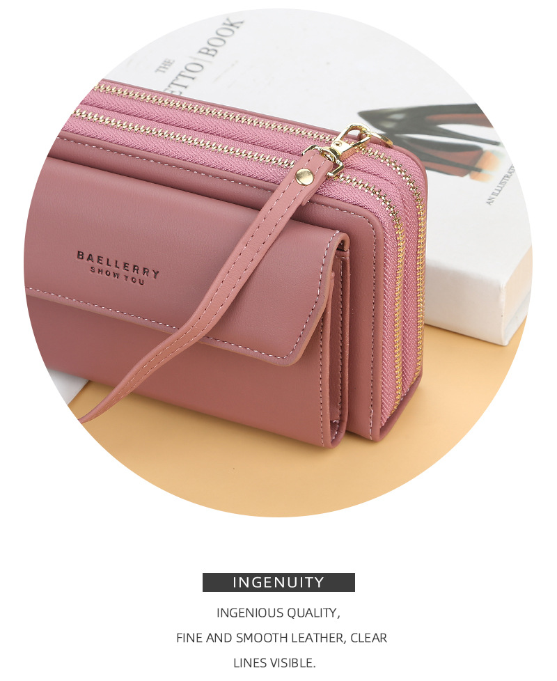 Baellerry frauen lange brieftasche version doppel-reißverschluss große kapazität diagonal tasche frauen mode alle-spiel handy tasche_voghion.com