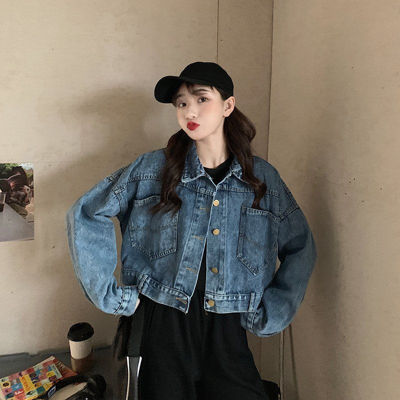 Veste courte en jean pour femme - Design élégant avec dos fendu, coupe décontractée, style décontracté polyvalent_voghion.com