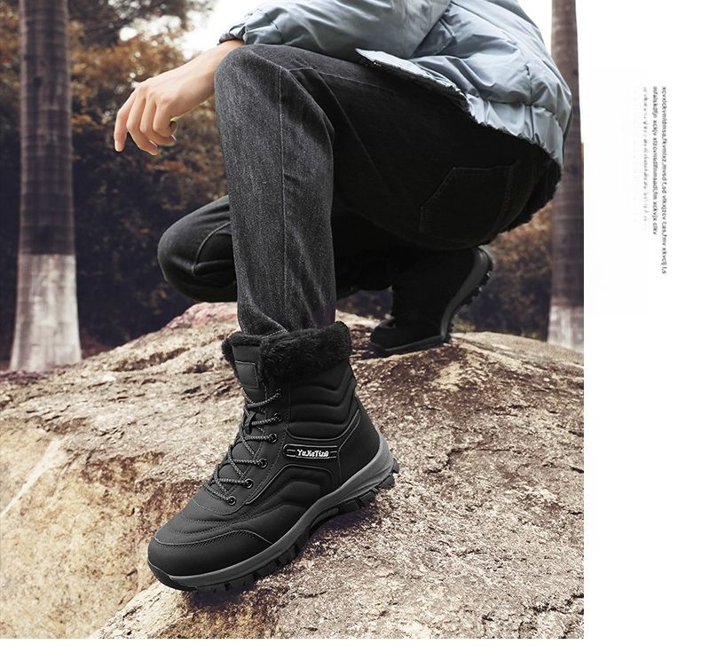 Winter Schneestiefel Herren Warm Plüsch Schnürschuhe Anti-Rutsch High-Top Wanderschuhe Damen Casual Weiche Atmungsaktive Outdoor Freizeitschuhe Damen_voghion.com