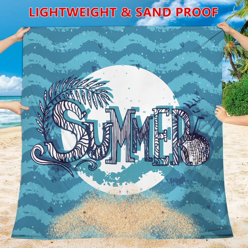 Tappetino da spiaggia Summer Blue Stripe - Impermeabile e resistente alla sabbia (150x200 cm, leggero, pieghevole, per viaggi, picnic e attività all'aperto)_voghion.com