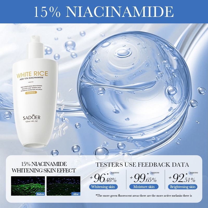 Full English SADOER White Rice Niacinamide Brightening Toner Hydrating Moisturizing Water_voghion.com