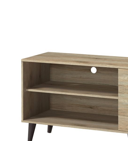 Amidon TV Stand For TVs Up To 63', With 2 Storage Shelves& 1 Cabinet, Modern Entertainment Centre For TV In Living Room In Oak_voghion.com