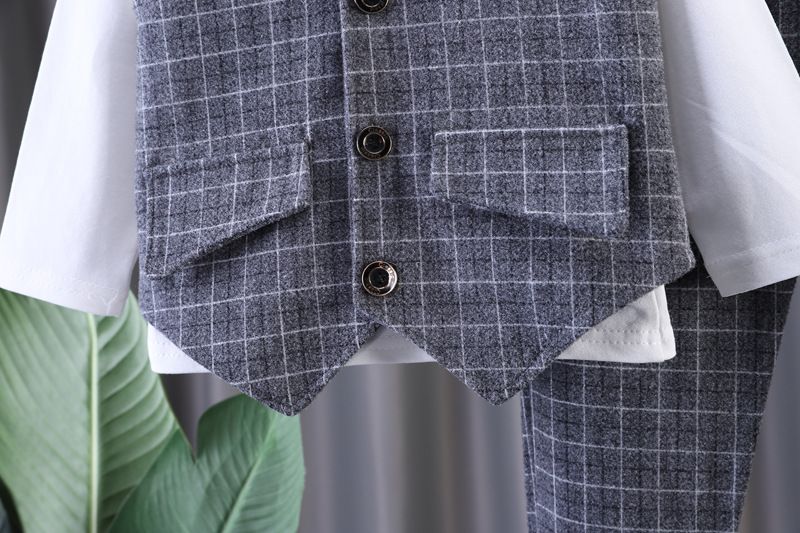 Babykleeder Kannerkostüm Weste Blummen Kand Dag Kariert Piano Moderator Optrëttskleed_voghion.com