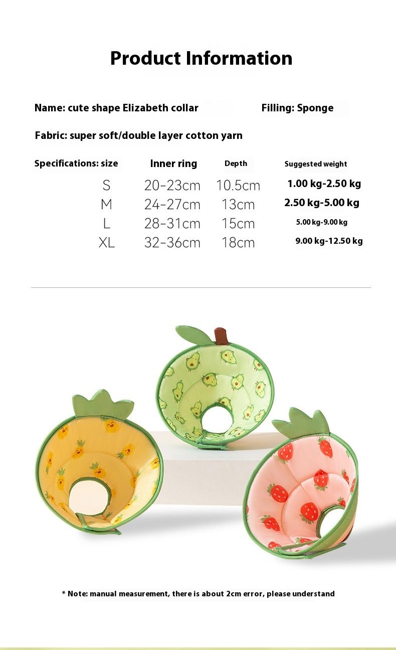 Coleira de esterilização Elizabeth Circle com estampa completa de abacaxi e frutas para cães e gatos, suprimentos para animais de estimação anti-mordidas e lambidas_voghion.com