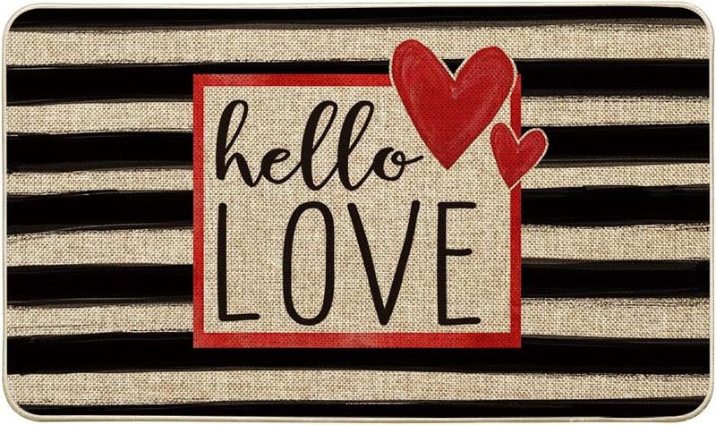 Felpudo antideslizante de San Valentín - Alfombra absorbente de poliéster para cocina, entrada y salón - Superficie suave y flocada, 40 x 60 cm y 50 x 80 cm_voghion.com
