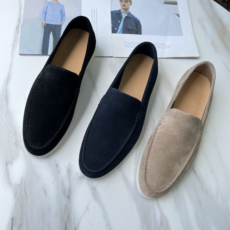 L*P Unlabeled 25 New Colors Genuine Leather Loafers British Style Business Slip-On Casual Men's Shoes Flat Simple_voghion.com