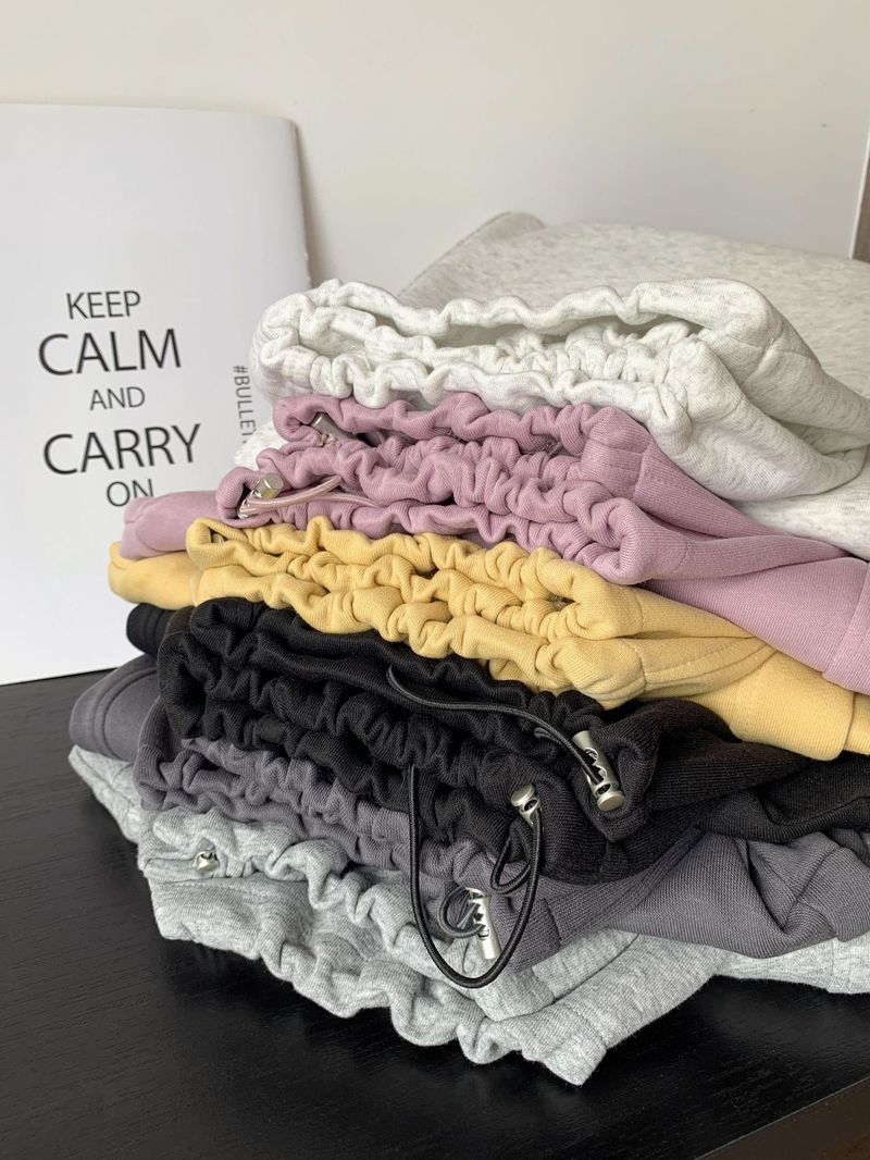 Dopamine Color Soft Knit Cotton Blend Joggers - Adjustable Cuff Unisex Relaxed Fit Two-Way Wear Lounge Pants_voghion.com