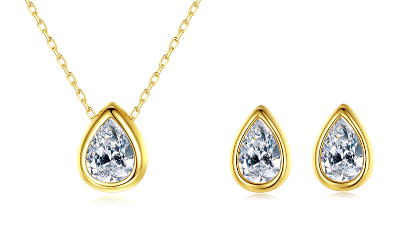 Ciondoli goccia d'acqua in argento sterling Collana a catena con castone con castone elegante da donna con temperamento cubico_voghion.com