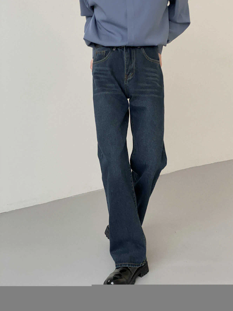 Men's IEFB Men Casual Denim Straight Pants Korean Style Solid Color Loose Simple 2022 Autumn Fashionable New Jeans_voghion.com