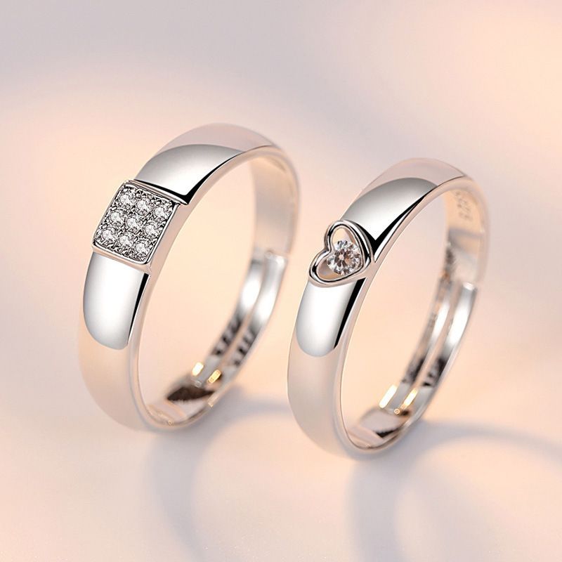 Paarring Weißgold Paarring Festivalschmuck Einfaches Valentinstags-Geburtstagsgeschenk_voghion.com