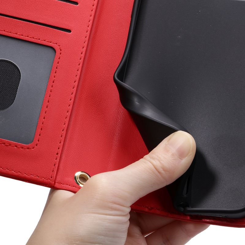 Funda con tapa para iPhone 16 Pro Max con diseño de pata de gallo y ranura para tarjetas, compatible con iPhone 15 y correa cruzada._voghion.com