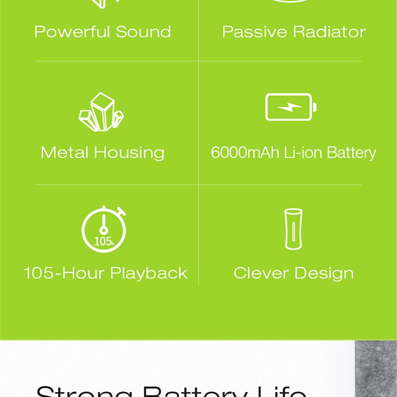 EWA Tragbarer drahtloser Bluetooth 5.0-Lautsprecher Outdoor Sport HIFI TWS-Lautsprecher 6000mAh Stereo Bass TF-Karte MP3-Player_voghion.com