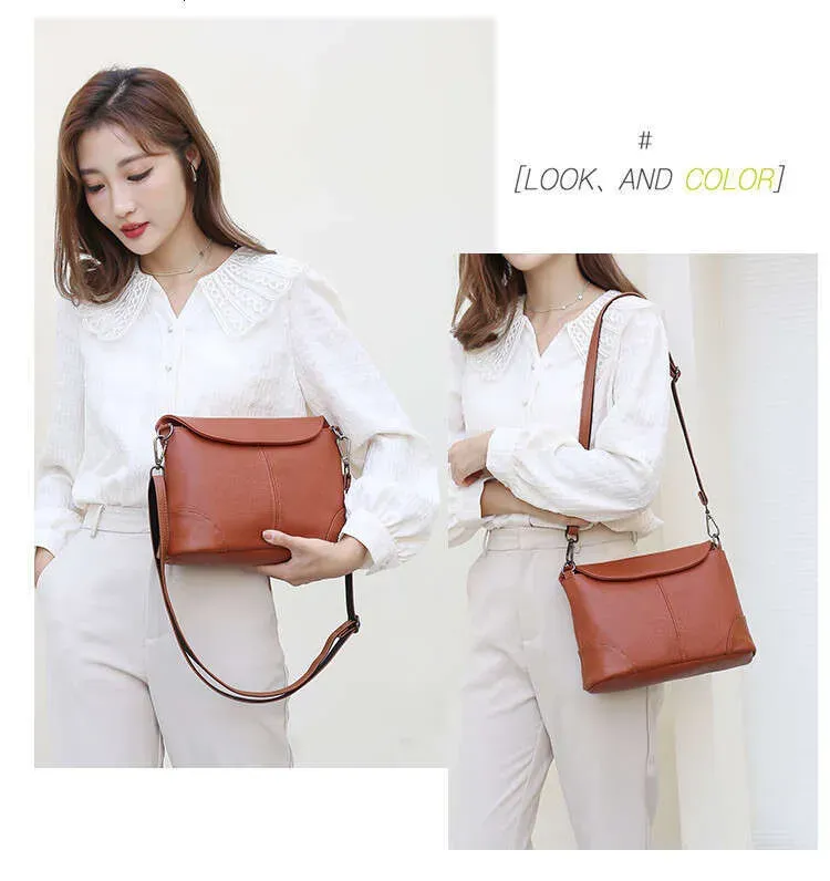 Schultertasche aus echtem Rindsleder, Obermaterial: Leder, lässig, schlicht, Business-Stil, mit strukturierter Oberfläche, für Damen._voghion.com