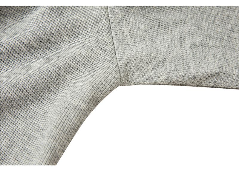 Herrenbekleidung, lockere Passform, Rundhalsausschnitt, langärmliges Strick-T-Shirt – weiche, strukturierte Baumwollmischung für lässigen Komfort (Grau meliert, Schwarz, Weiß)_voghion.com