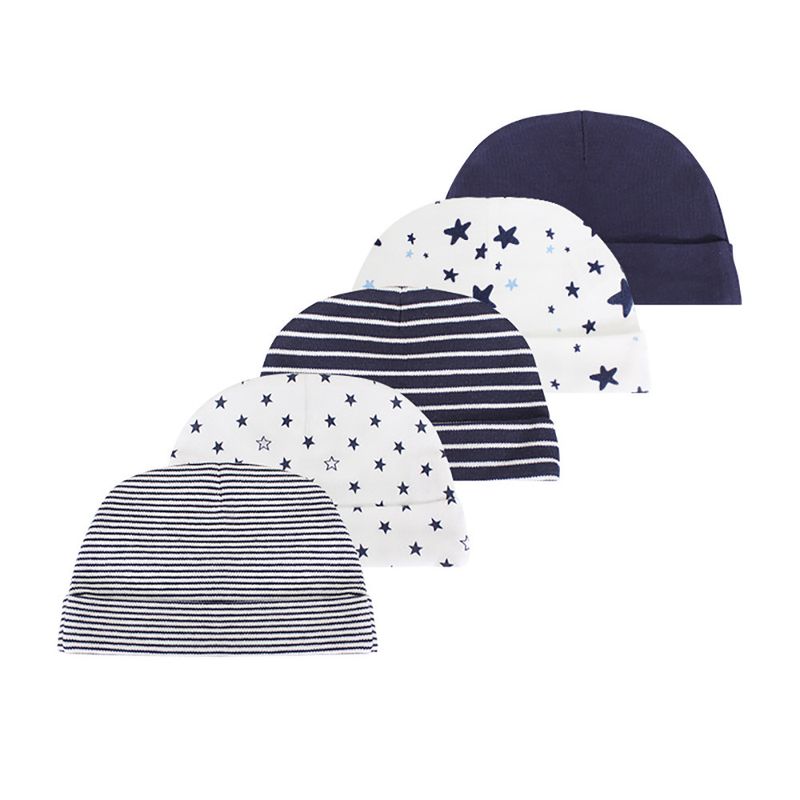 Heißer Verkauf Kiddiezoom 5 Teile/los Mode Lässig Nette 0-6Months Neugeborenen Jungen Mädchen Hüte 100% Baumwolle Weiche Infant Caps Baby_voghion.com