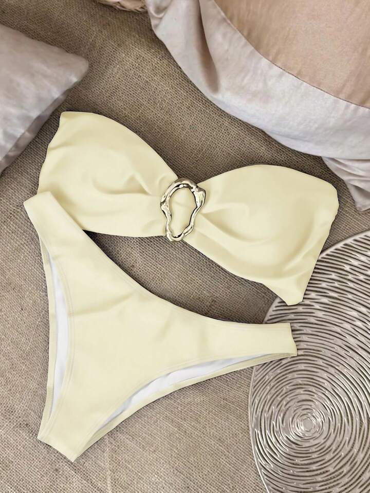Novo biquíni sexy de cor sólida, sem alças, dividido, maiô feminino, 2024_voghion.com