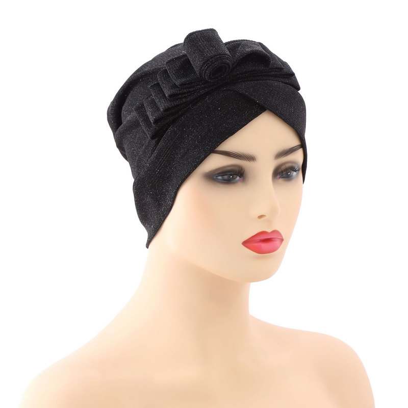 Kręcone kwiaty, wielokolorowy jasny jedwabny turban w proszku Kapelusz muzułmański_voghion.com