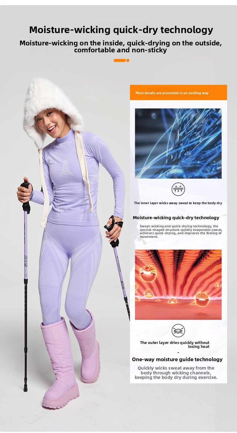 Erkekler ve Kadınlar İçin Açık Hava Dağcılık Merino Yün İç Çamaşırı Seti, Ter Emici, Nefes Alabilir, Spor Fonksiyonel Kayak_voghion.com