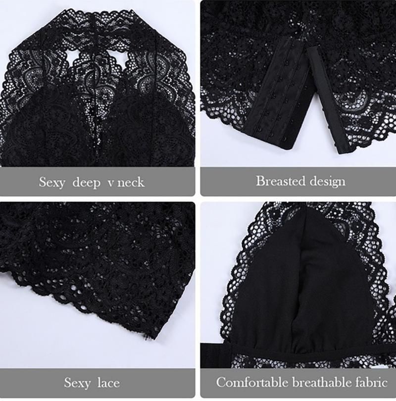 In magazzino, moda europea e americana, confortevole reggiseno push-up in pizzo senza schienale con fibbia frontale, intimo sexy._voghion.com