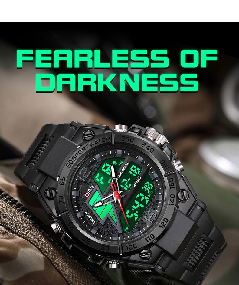 Men's Digital Watch Dual Display Trend Multi-functional Student Watch Outdoor Sports Watch_voghion.com