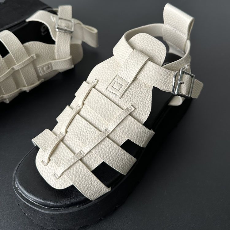 2024 summer new Roman tower buckle thick-soled sandals round toe height-enhancing large-size women's shoes foreign trade cross-border wholesale_voghion.com