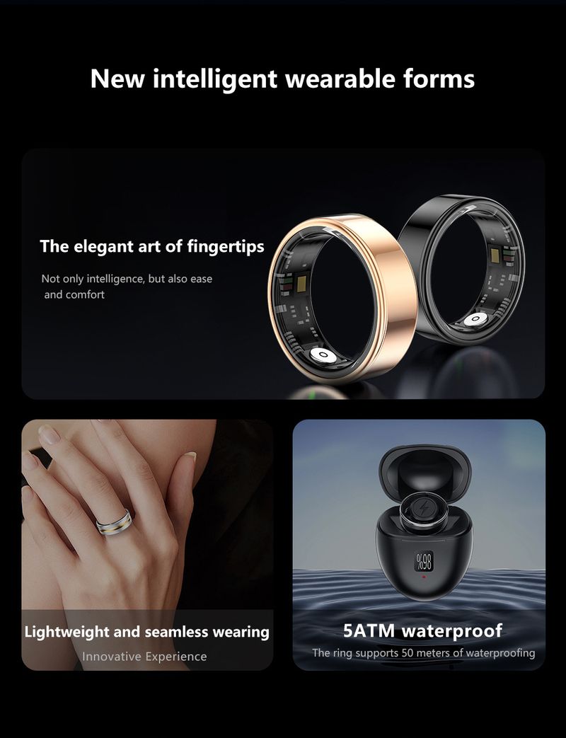 Smart Ring With 24/7 Health Monitoring - Track Heart Rate, Blood Oxygen, Sleep & Activity, Remote Camera Control, Lightweight & Stylish_voghion.com