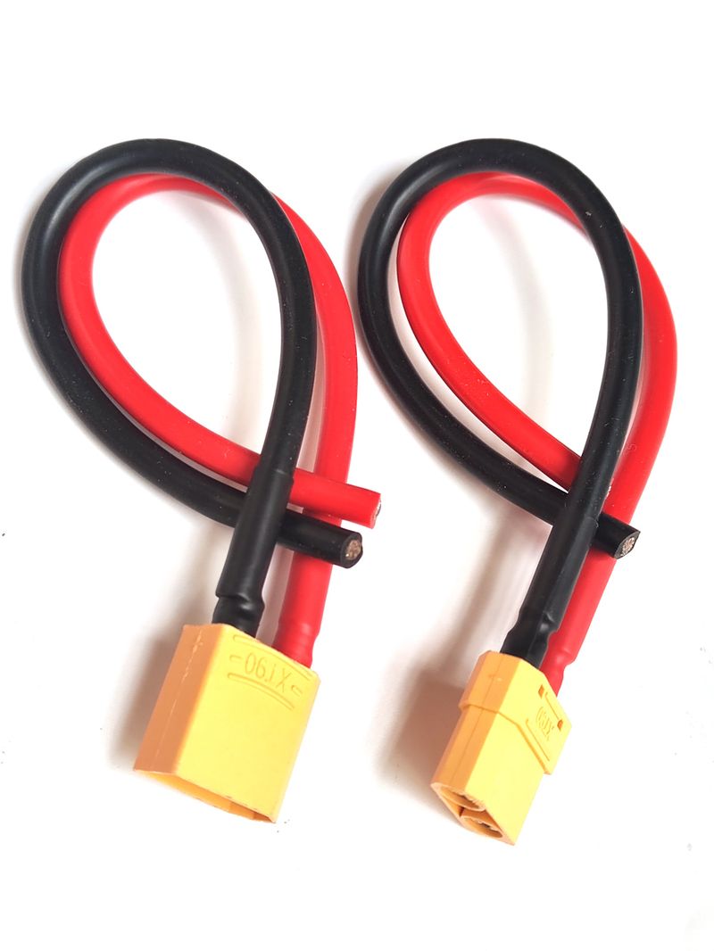 Cavo di collegamento con spina di conversione maschio-femmina XT90 12/10AWG con prolunga in silicone, connettore per batteria_voghion.com