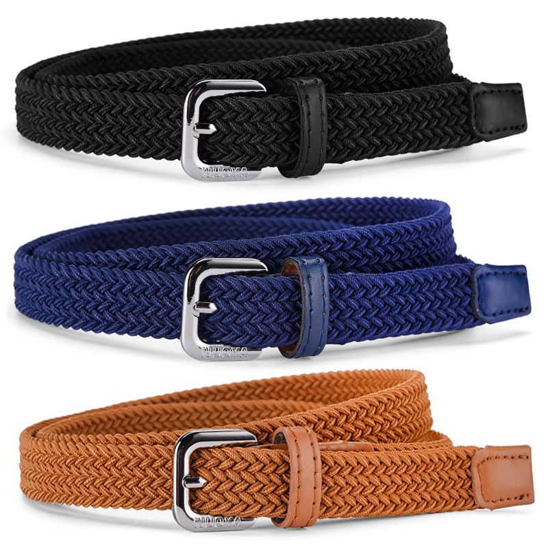 Cinturón de lona elástica tejida con hebilla de aguja, nuevo, estilo casual versátil para hombres y mujeres._voghion.com