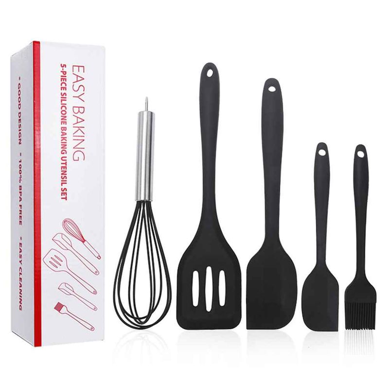 5PCS/Set Silicone Spatula Set Heat-Resistant Non-Stick Silicone Utensils Set Spatula Baking Pastry For Kitchen Cooking_voghion.com