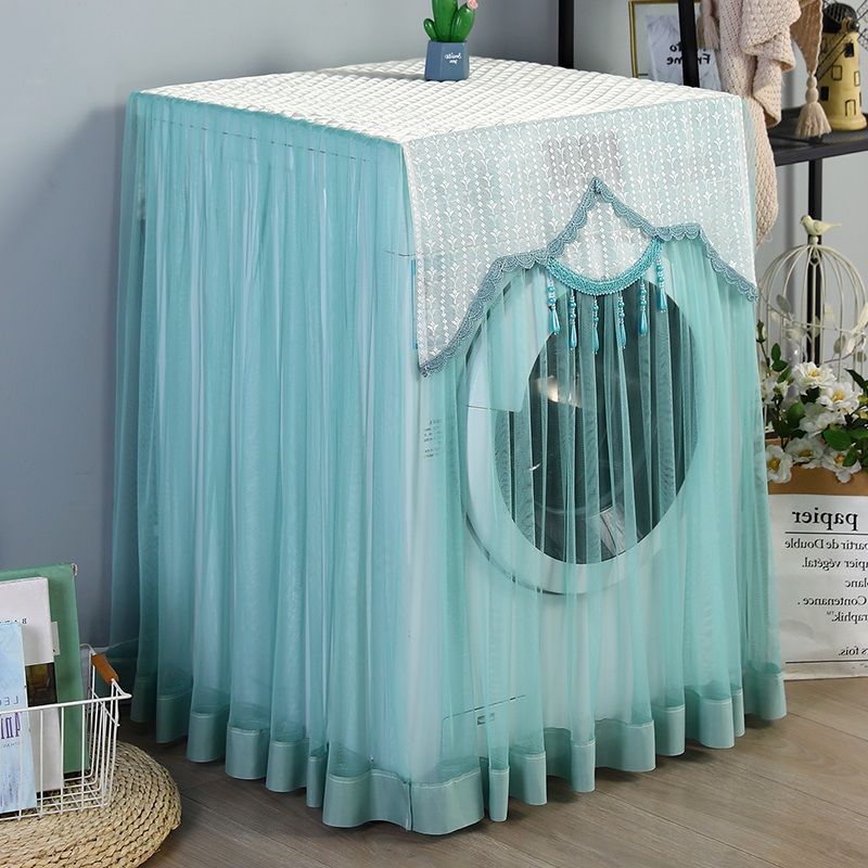 Fully Automatic Washing Machine Cover Tassel Pendant with Lace Embroidery Sunscreen Cover Dust Covers of Drum Washing Machine_voghion.com